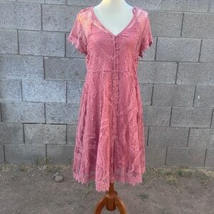 Torrid Dusty Rose Lace Flutter Sleeve Dress